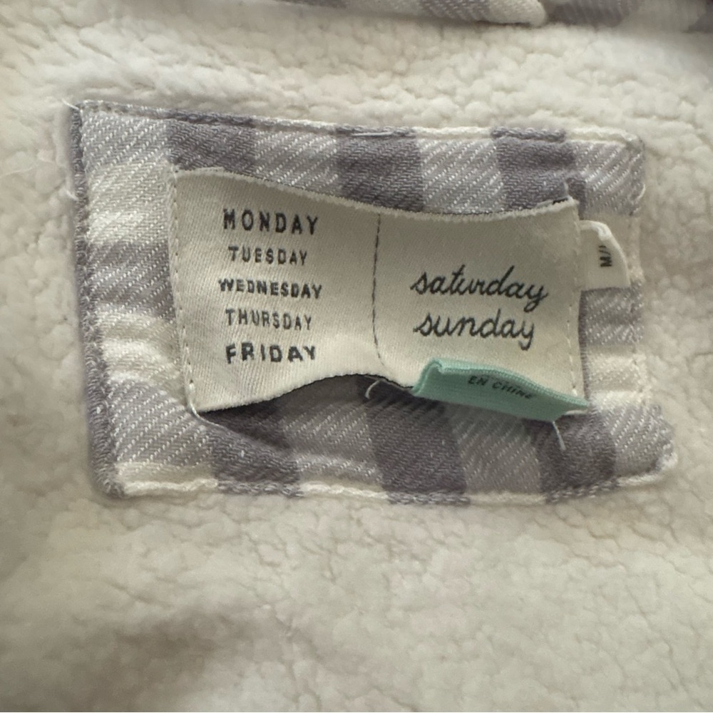 Anthropologie Grey Gingham Fleece Robe Size Medium - Picture 2 of 7